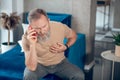 A midaged bearded man having a heart attack Royalty Free Stock Photo