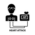 heart attack sign icon, black vector sign with editable strokes, concept illustration Royalty Free Stock Photo