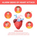 Heart attack symptoms and warning sings. Infographic Royalty Free Stock Photo