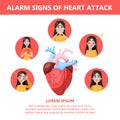 Heart attack symptoms and warning sings. Infographic Royalty Free Stock Photo