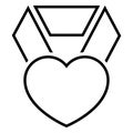 Heart Award vector icon. Style is flat symbol, brown color, rounded angles, white background.