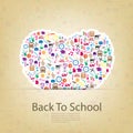 Heart Back to School Seamless children background, illustration