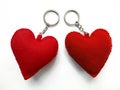 Heart key chain on white background Royalty Free Stock Photo