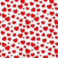 Heart background. Red love symbol on seamless pattern. Vector repeating tiles for romantic valentines day. Also great for wedding