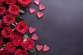 Heart background with rose petals, love concept AI generated.
