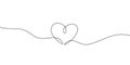 Vector one line drawing of heart stroke image. Love sketch symbol