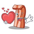 With heart bacon mascot cartoon style Royalty Free Stock Photo
