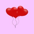 Heart ballons vector illustration. Pink background Royalty Free Stock Photo