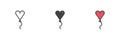 Heart balloon different style icon set