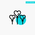 Heart, Balloon, Love turquoise highlight circle point Vector icon Royalty Free Stock Photo