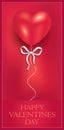 Heart balloon with ribbon, congratulations gift, greeting card, Happy Valentines Day