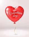 Heart balloon valentines day. Red heart shape balloons, wishes happy valentines day text for romantic greeting card