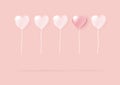 Heart balloons flying on pink background, idea creative, Valentines greeting card, love and romantic banner poster, vector