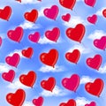 Heart Balloons, Seamless Background Royalty Free Stock Photo
