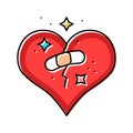 heart bandage patch recovery color icon vector illustration