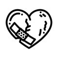 heart bandage patch recovery line icon vector illustration