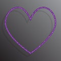 The Heart Banner of Purple Sequins Background.