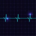 Heart beat cardiogramm. Heart pulse with realistic screen and light effect. Vector illustration Royalty Free Stock Photo