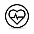 Heart beat icon black and white
