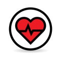 Heart beat icon red on white