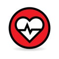 Heart beat icon white on red