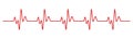 Heart beat line. Red healthy pulse trace. Electrocardiogram or ECG curve. Human cardio beat. Vibration chart. Life sign. Vector Royalty Free Stock Photo