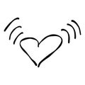 heart beat love icon doodle black element Royalty Free Stock Photo