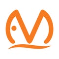 m letter fish head logo template 2