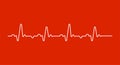 Heart beat monitor pulse line art icon for medical apps and websites. breathing and alive sign red love heart.