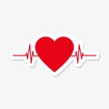 Heart with beat monitor pulse line art icon for medical apps and websites Royalty Free Stock Photo