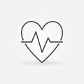 Heart beat outline icon - vector heartbeat pulse concept sign