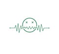 heart beat pulse line graphic with a toxic emoticon vector illustration