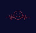 heart beat pulse line graphic vector illustration in dark blue background