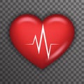 Heart Beat Rate Pulse Realistic 3d Healthcare Medical Care Symbol Transparent Background Icon Template Mock up Design