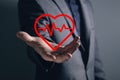 Heart beat. red heart icon. Man holding in his hand Royalty Free Stock Photo