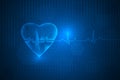 Heart beat wave lines technology abstract background.