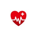 Heart beats with pulse line vector illustration. Heartbeat vector icon symbol