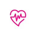 Heart beats with pulse line vector illustration. Heartbeat vector icon symbol