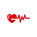 Heart beats with pulse line vector illustration. Heartbeat vector icon symbol