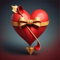 Heart with a beautiful bow, for holidays, declarations of love. Generative AI illustration