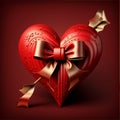 Heart with a beautiful bow, for holidays, declarations of love. Valentine\'s day. Generative AI illustration