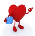 Heart with big blue pill on hand