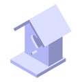 Heart bird house icon, isometric style