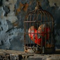 Heart in Birdcage - AI Generated Royalty Free Stock Photo