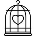 Heart in birdcage icon, Love and heart vector
