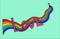 Heart birth love with rainbow. Hand-drawn.Vector illustration