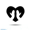 Heart black icon, Love symbol. The silhouette Muslim hands in pose of praying in heart. Valentines day sign, emblem, Flat s Royalty Free Stock Photo