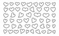 Heart black line different shape set Love sign