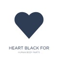 Heart black for valentines icon. Trendy flat vector Heart black