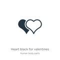 Heart black for valentines icon vector. Trendy flat heart black for valentines icon from human body parts collection isolated on